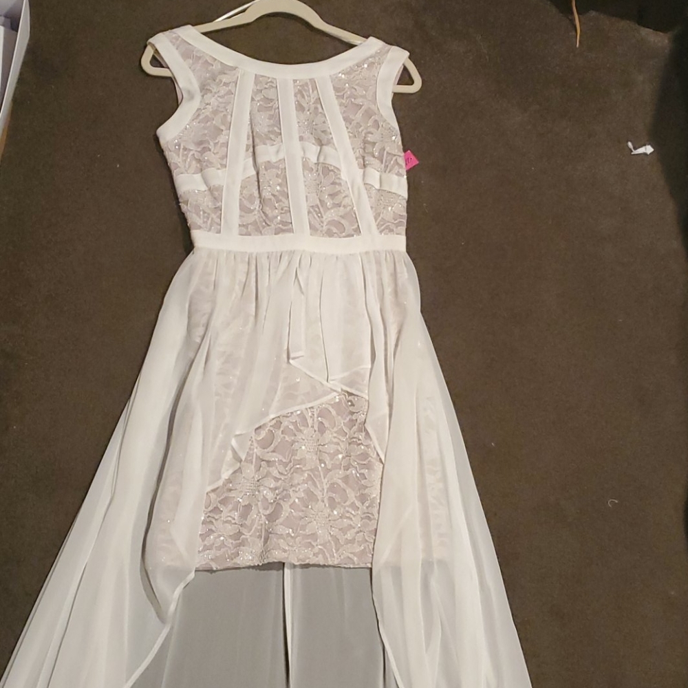 NWT MORGAN & CO Nude/Ivory Sparkle Lace Gown